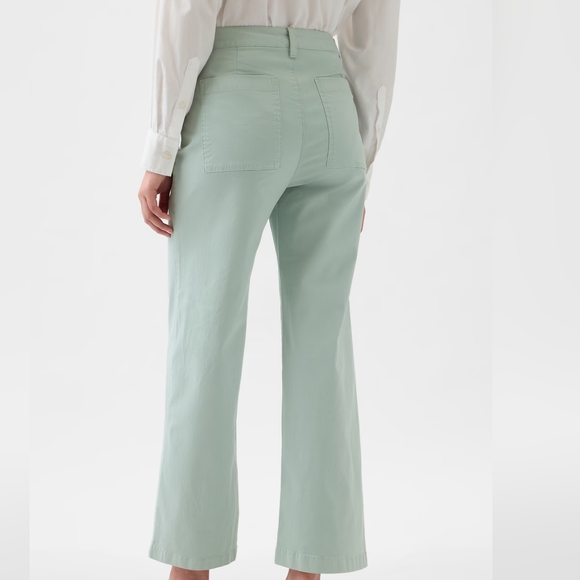 GAP High Stride Wide-Leg Ankle Khakis in Frothy Aqua Blue - Picture 2 of 14